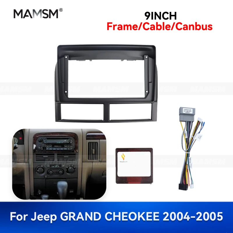 MAMSM 9 inch For Jeep GRAND CHEOKEE 2004-2005 Android Car Radio Fascia Stereo Frame GPS MP4 Multimedia Wiring Harness Canbus Box