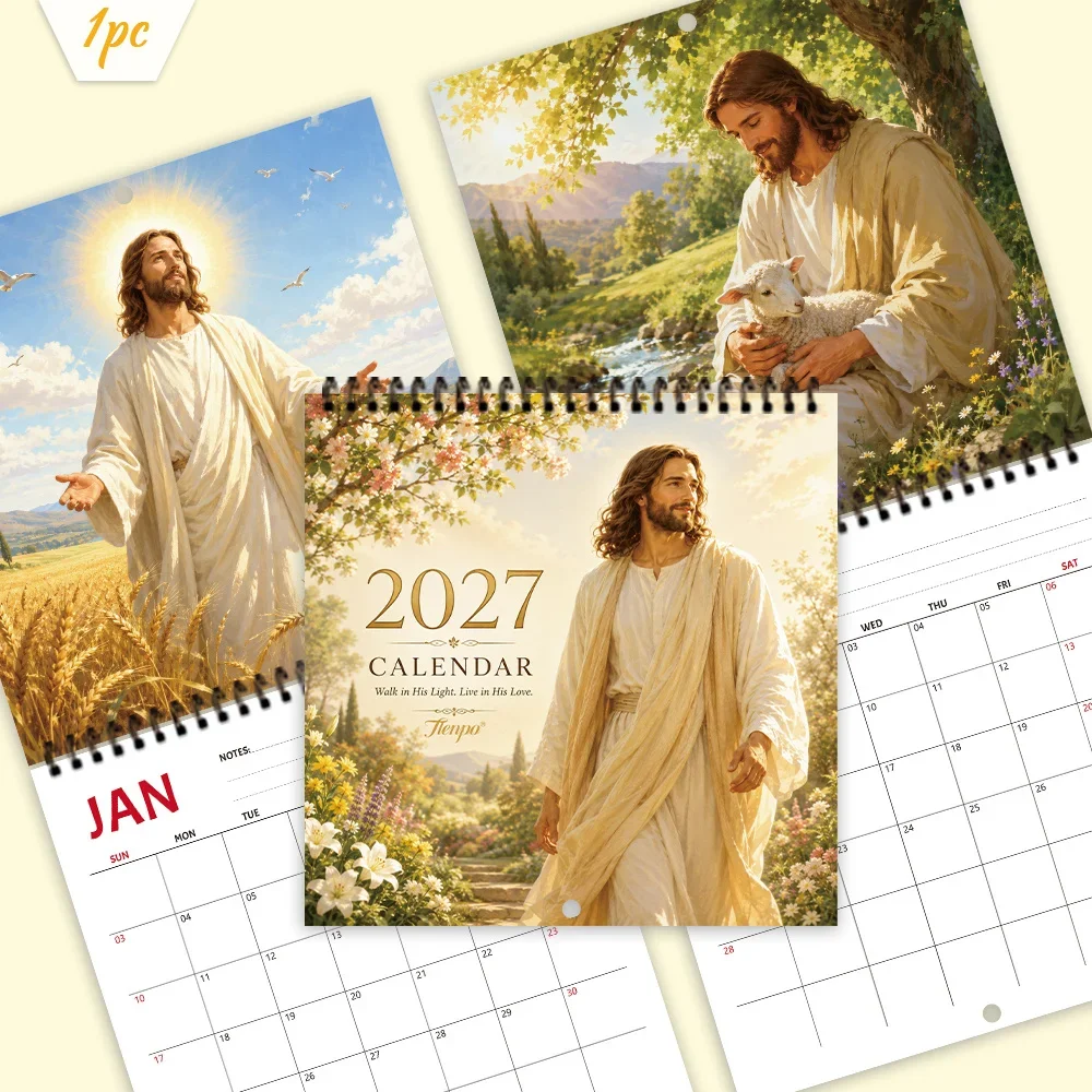 1pc 2027 Jesus Heals Wall Calendar, 12-Month Monthly Planner, Perfect Gift for Back-to-School Season, Christmas, New Year