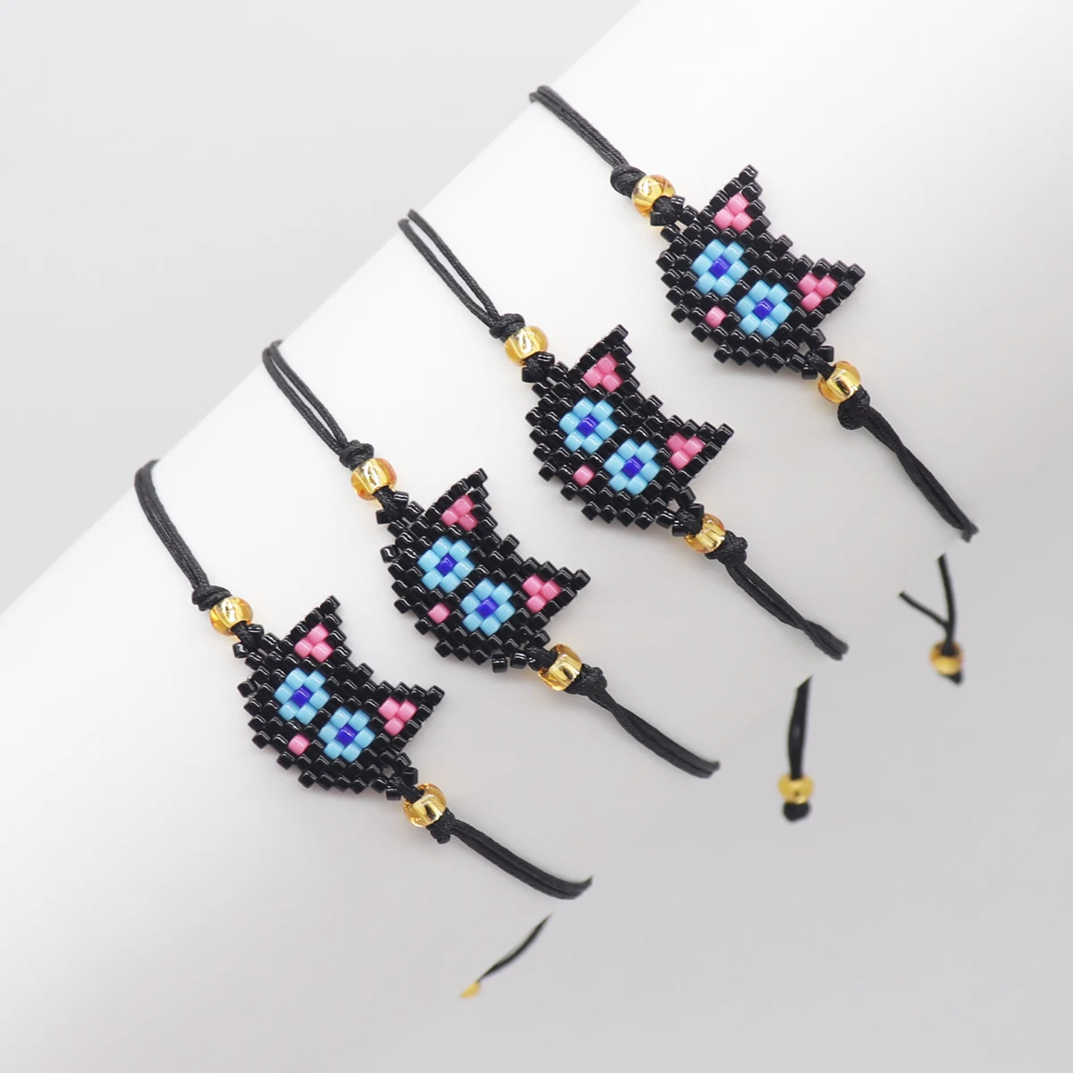

ZHONGVI Cute Cat Pendant Bracelet for Girls Miyuki Beaded Rope Bracelet Jewelry Use Party Birthday Friendship Gift