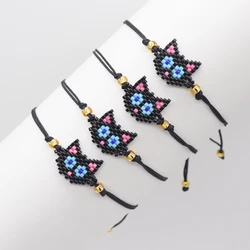 ZHONGVI Cute Cat Pendant Bracelet for Girls Miyuki Beaded Rope Bracelet Jewelry Use Party Birthday Friendship Gift