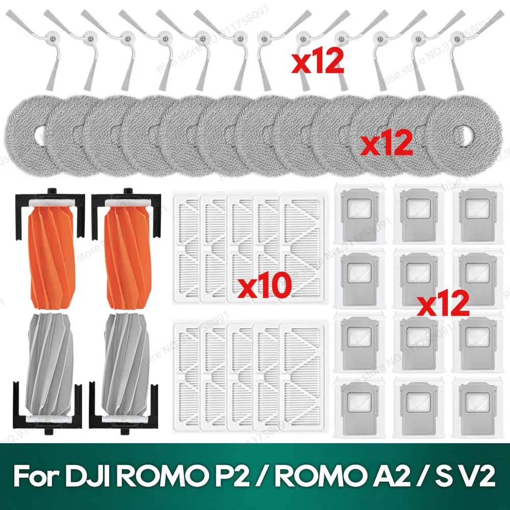Kompatibel mit (DJI ROMO P2 / ROMO A2 / ROMO S V2) Zubehör Hauptbürste Filter Staubbeutel Wischtuch Ersatzteile