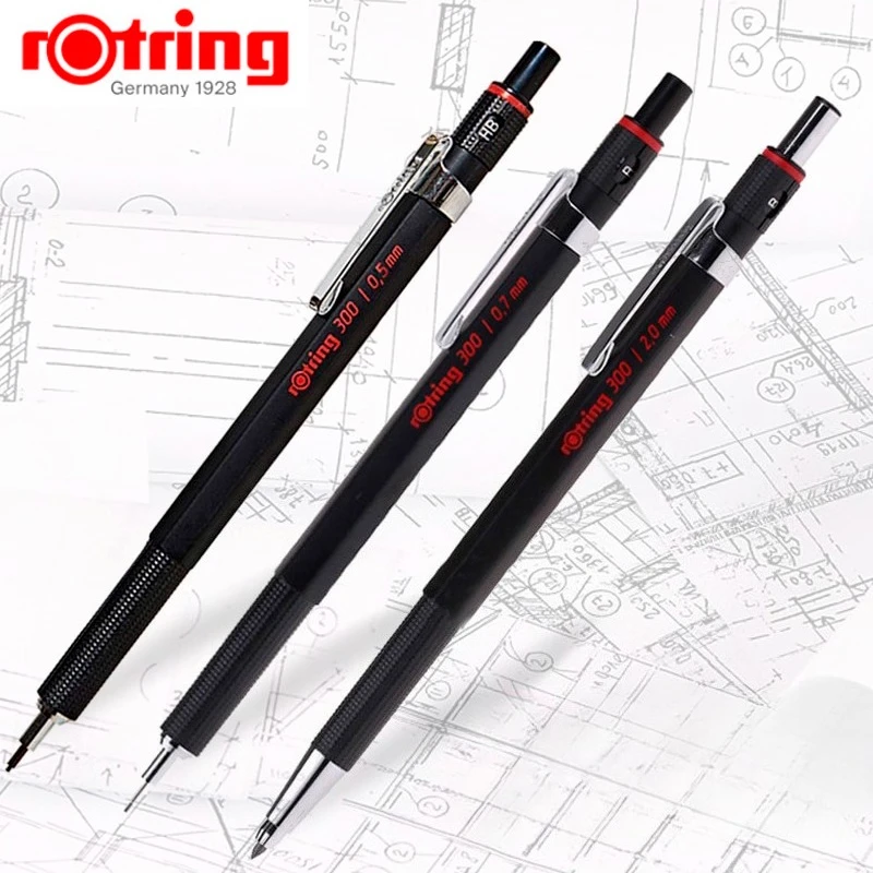 

rOtring 300 Mechanical Pencil | 2.0 mm | Refillable with Sharpener Under Cap | Black | 1Count