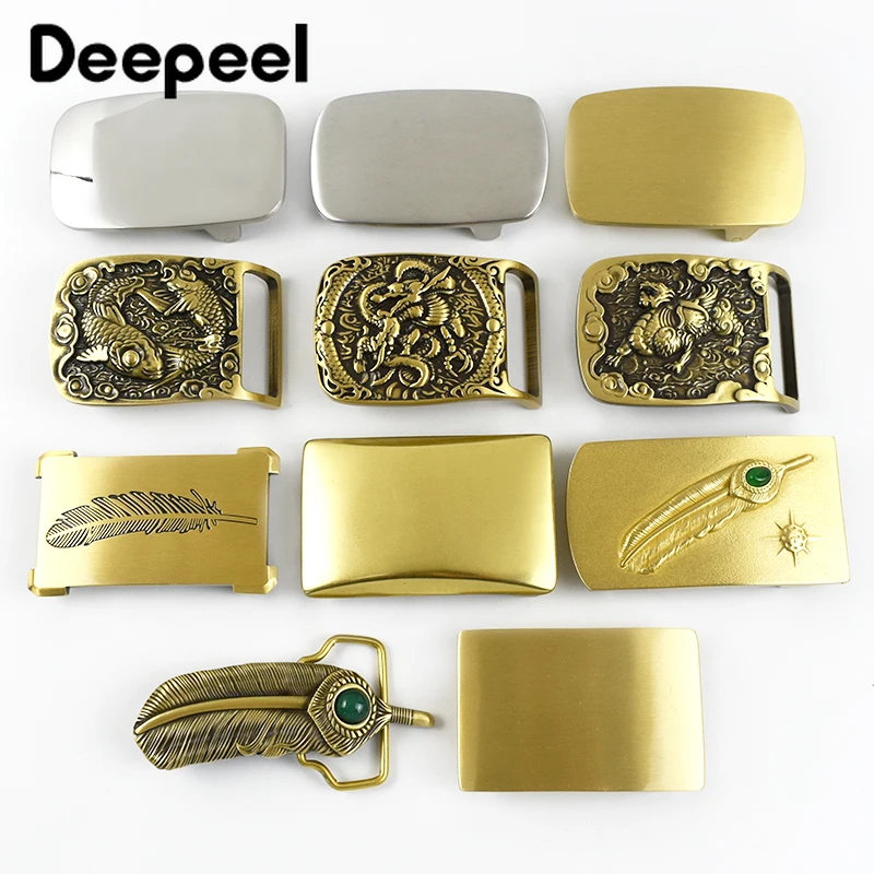 1Pc Deepeel 39/40mm Stainless Steel Pure Brass Belt Buckles for Men's 37-38mm Belts DIY Leather Belts Craft Hardware Accessories