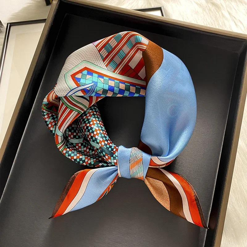 2023 New Square Silk Scarf for Men 53*53cm 100% Natural Silk Square Scarves Male Luxury Pure Silk Neckerchief Neck Scarf Bandana