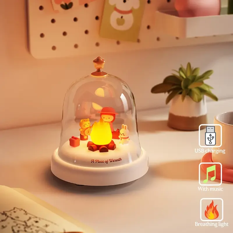 Santa Claus Mini Music Box, USB Rechargeable Breathing Light, Christmas, Festival&Birthday Decorative Light/Nightlight