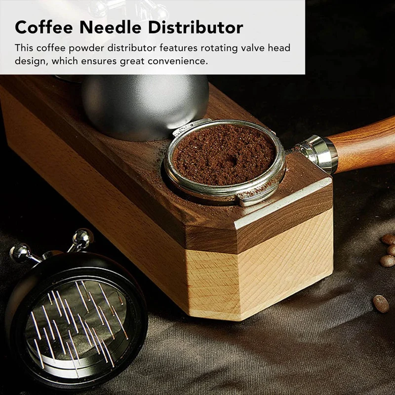 Coffee Distributor, Labor Saving 22 Needles Rotating Valve Head Coffee Needle Distributor Fixed Cover For Powder