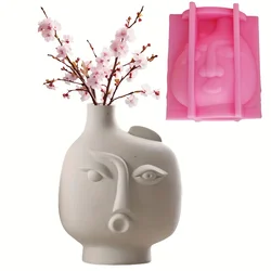 Nordic Abstract Face Vase Epoxy Resin Silicone Mold Minimalist Human Head Portrait Vase Concrete Cement Gypsum Silicone Mold