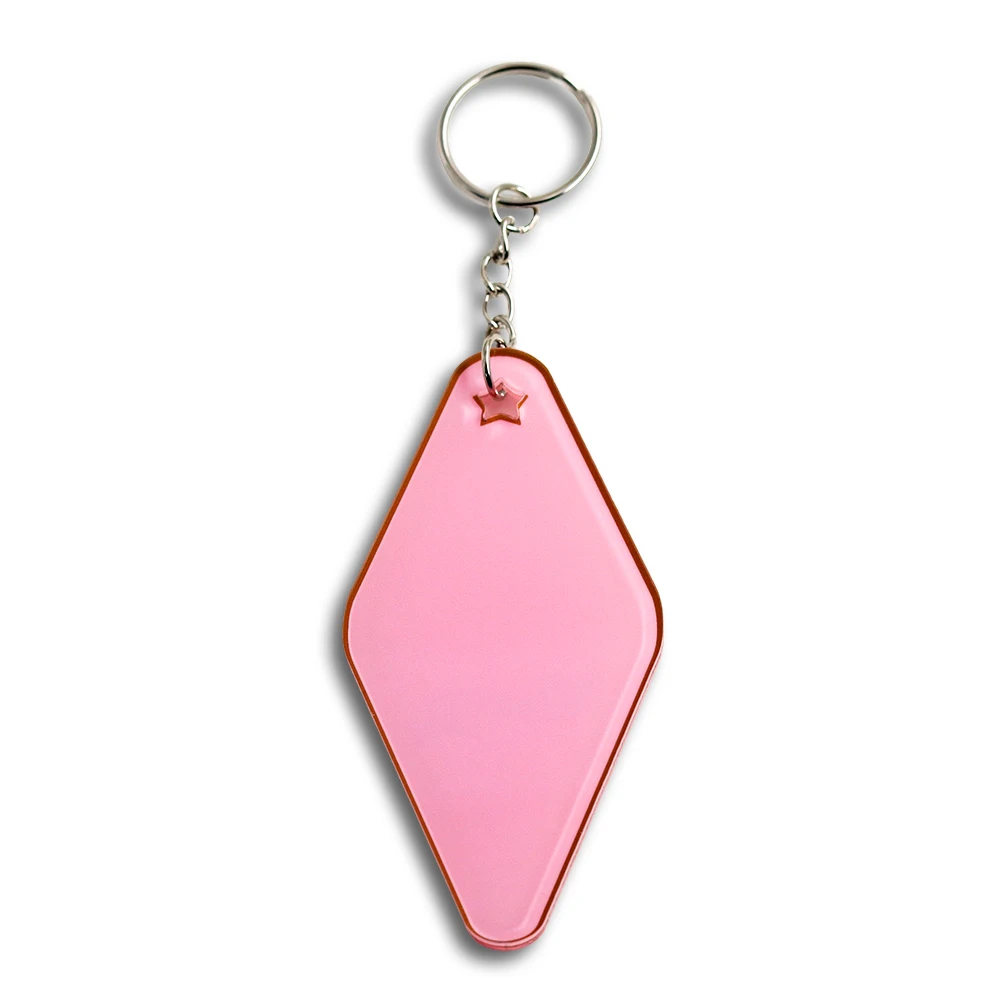 KEYS TO MY Happy Place Pink Keychain Baiyun Castle Motel Style Key Ring Retro Style Hotel Keytag Backpack Decoration Pendant