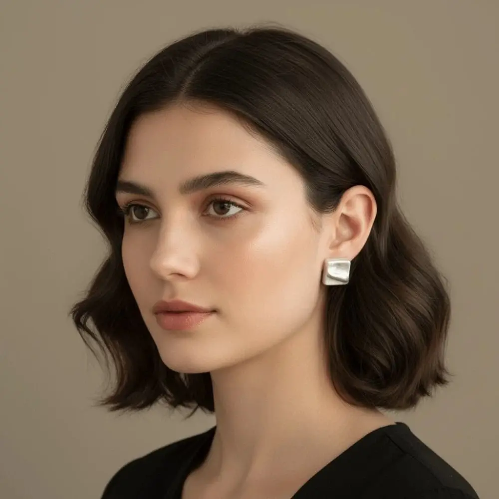 1 pair Elegant Metal Brushed Earrings Ear Jewelry Hypoallergenic Irregular Geometry Earrings Mini Waterproof