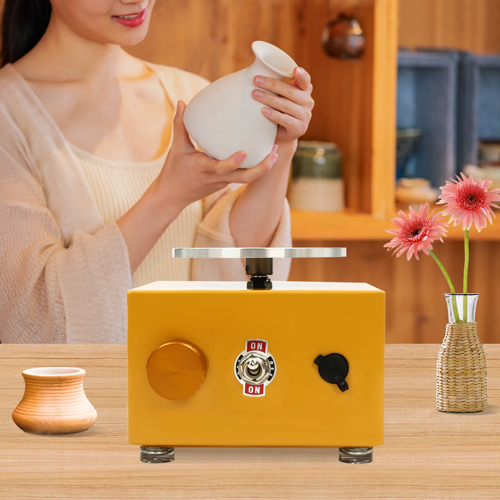 24W DC12V Mini Pottery Wheel Electric Ceramic Machine 6.5-10cm Turntable Craft 0-2000Rpm