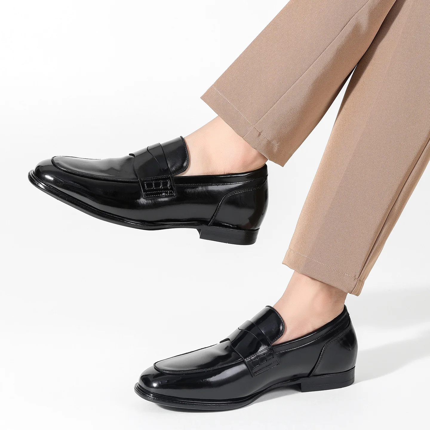 YETTIES Men's Black Shell Cordovan Leather Slip-On Loafers | Goodyear Welted Dress Business Shoes with Genuine Leather Sole
