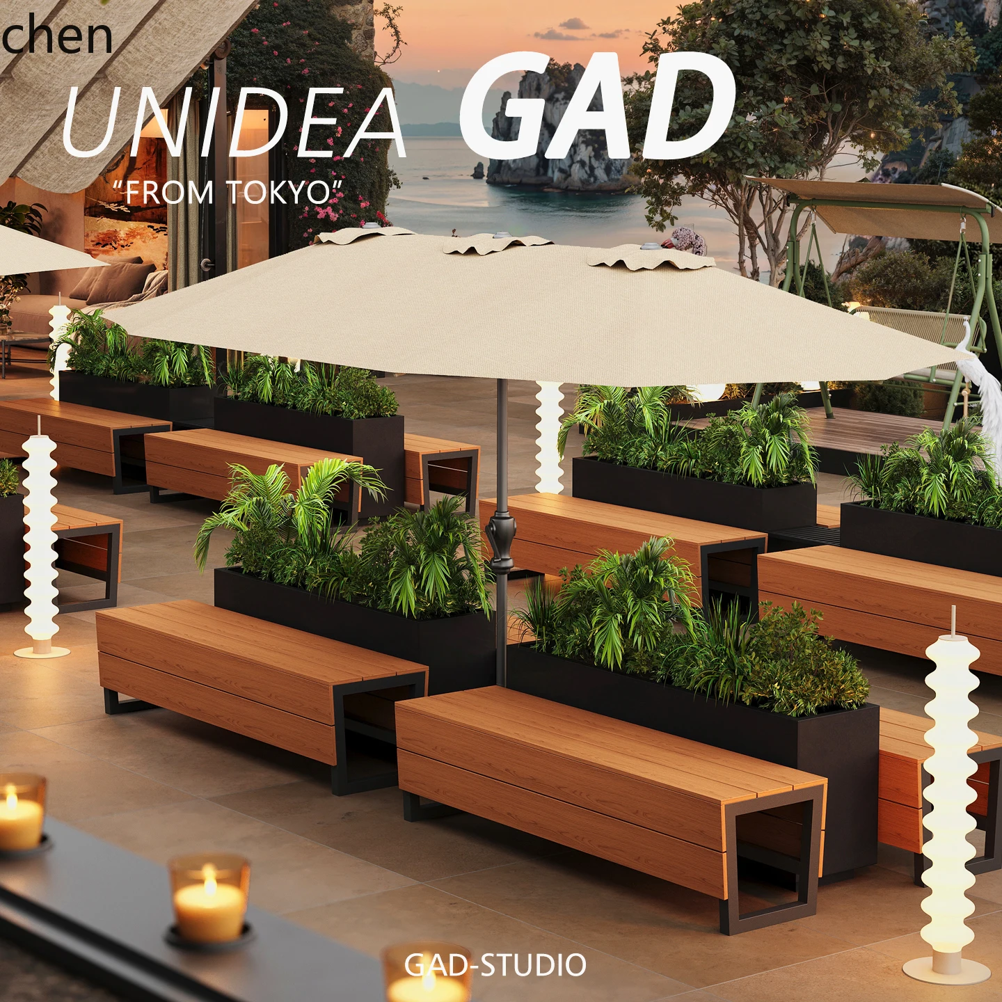YFY Coffee Shop Outdoor Mobile Flower Box Seat Park Chair Long Bench Outdoor Seating Area Rest Area Long Stool Long Bench