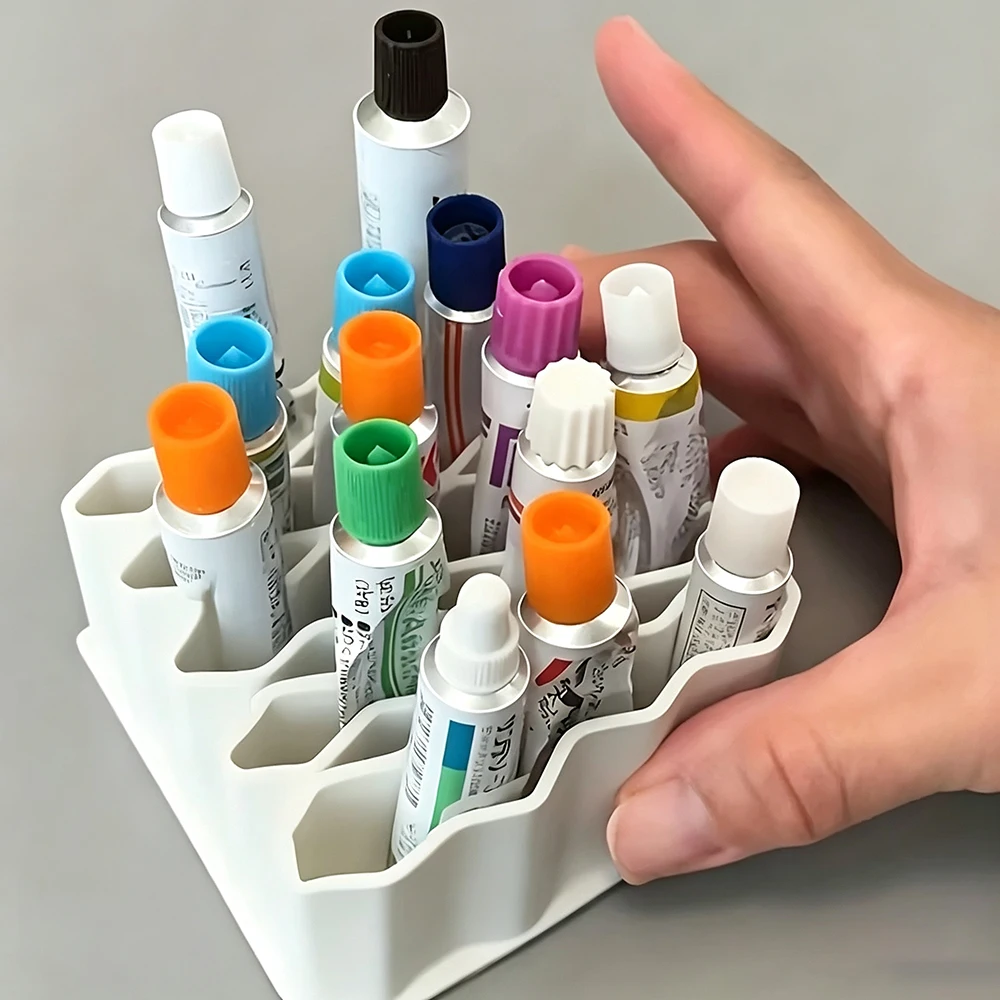 1pcs Wave Shape Silicone Tube Storage Holder Multi Grid Ointment Organizer Box Home Medicine Storage Container