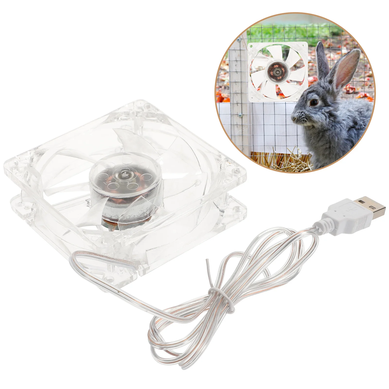

Acrylic Cage Fan Easy Install USB Pet Cooling Fan for Hamster Kennel Sofa Car Lightweight Convenient Use Pet Supply