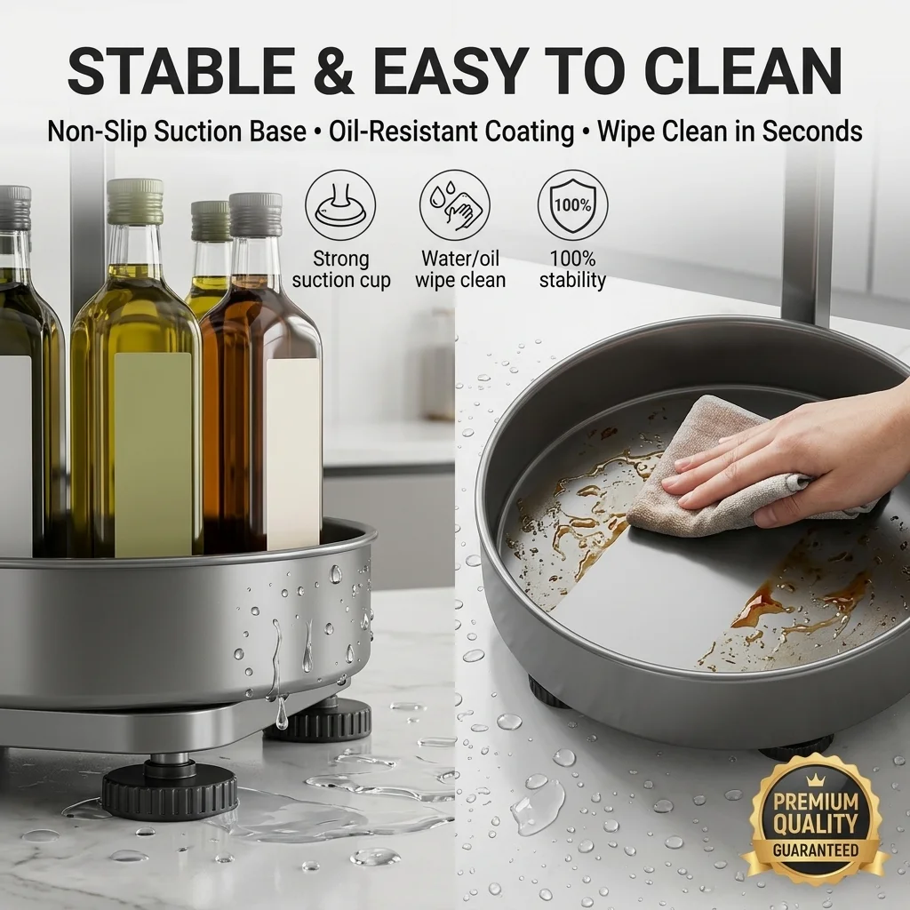 360 Rotating Organizer 2/3 Tier Carbon Steel Storage Rack Multifunctional Lazy Susan for Kitchen Spice Bathroom Vanity