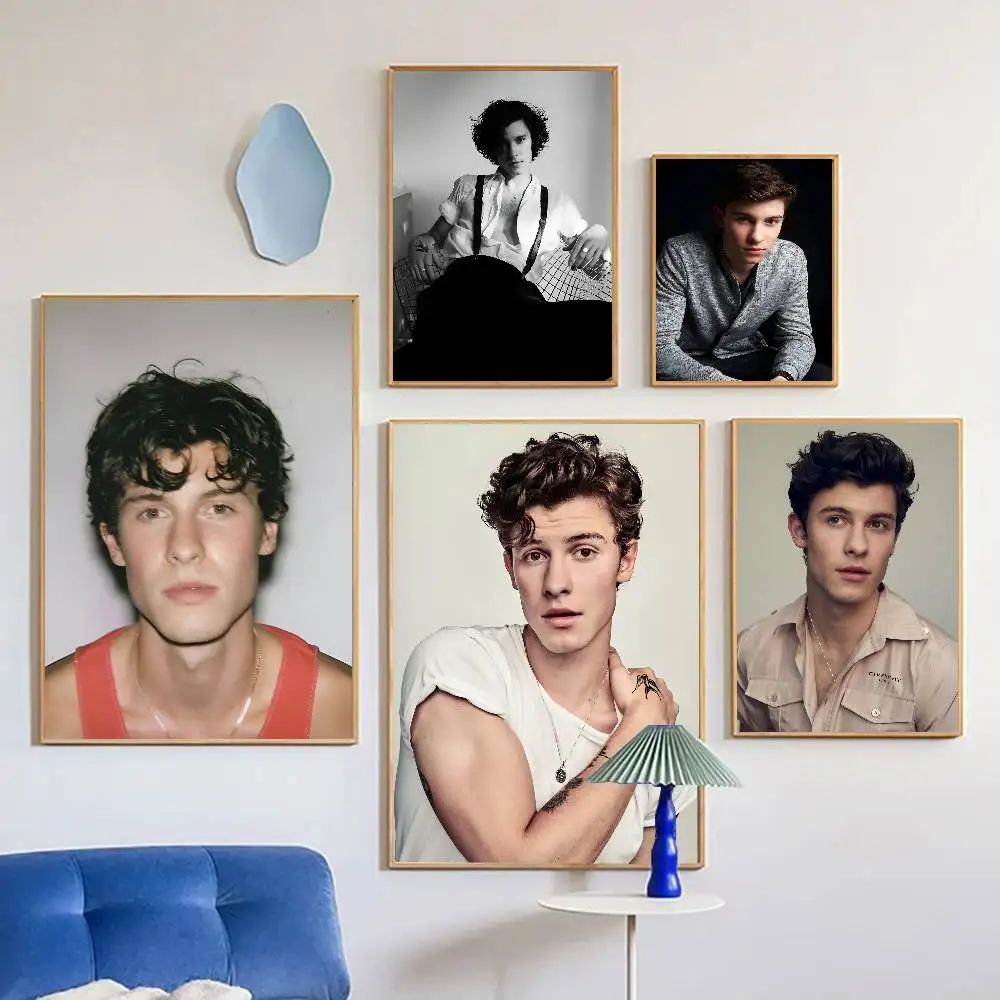 S-Shawn Mendes Poster Self-adhesive Art Room Entrance Restaurant Wall Decor Art Painting
