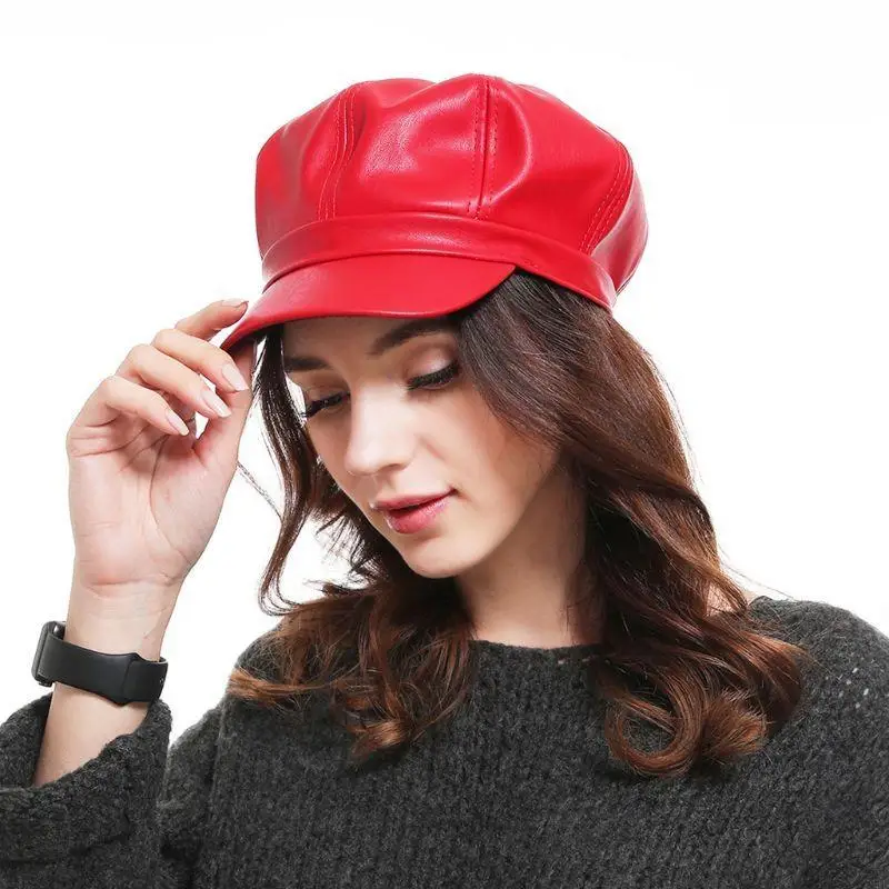 y5jd نساء الرجال فو فو قبعات Newsboy بريق ألوان صلبة خمر لندن كابينة