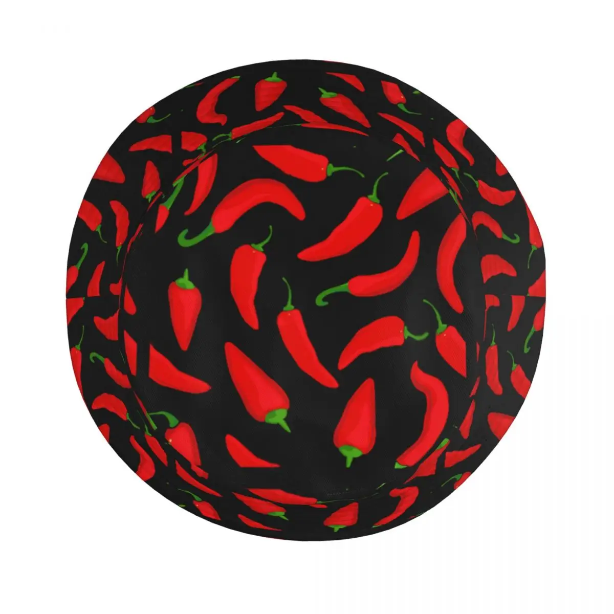 Red Chilli Pepper Bucket Hat Summer Black Pattern Retro Fisherman Hats For Couple Breathable Travel Hiking Caps