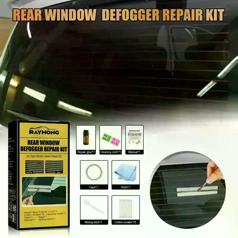 Car Rear Window Defogger Repair Kit DIY Quick Repair Fix Heater Glass Lines Defroster Grid Kit Scratched Broken Defroster Grid