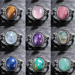 Natural 8*10MM Tiger's Eye Stone Finger Ring Fashion Jewelry Rings for Women Gift 925 Sterling Silver Flower Shaped Ring