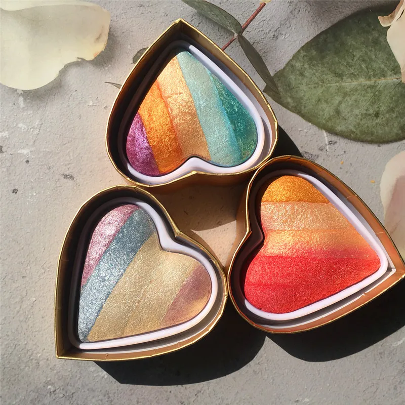 Makeup revolution amor em forma de coração iluminador e contorno sombra de longa duração blush arco-íris sombra rosto maquiagem cosméticos