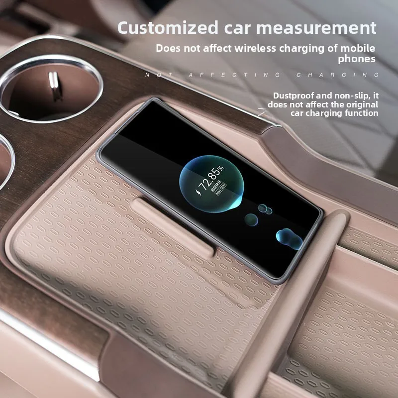 For AITO M9 5 Seats 2024 Car Silicone Wireless Charging Pad for Rear Armrest Rear Armrest Cup Cover Interior Modify Accessories