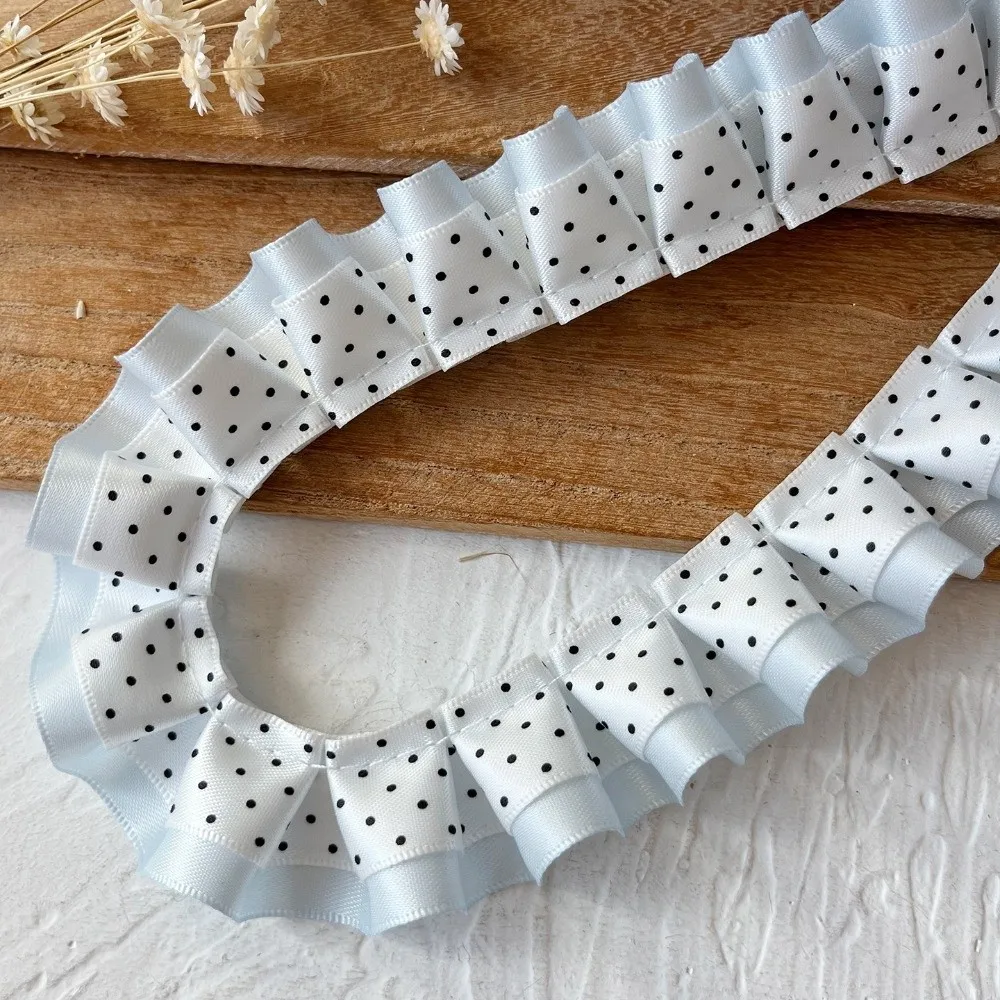 2M Pleated Ribbon Trim Ruffle Trim DIY Double Layer Lace Ribbon Needlework Crafts Collar Cuff Trim Decor Clothing Trim