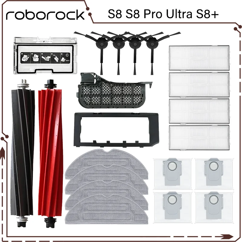 Roborock S8 S8 Pro Ultra S8+ Main Side Brush Mop Cloths HEPA Filters Dust Bags Robot Vacuum cleaner Parts Accessories