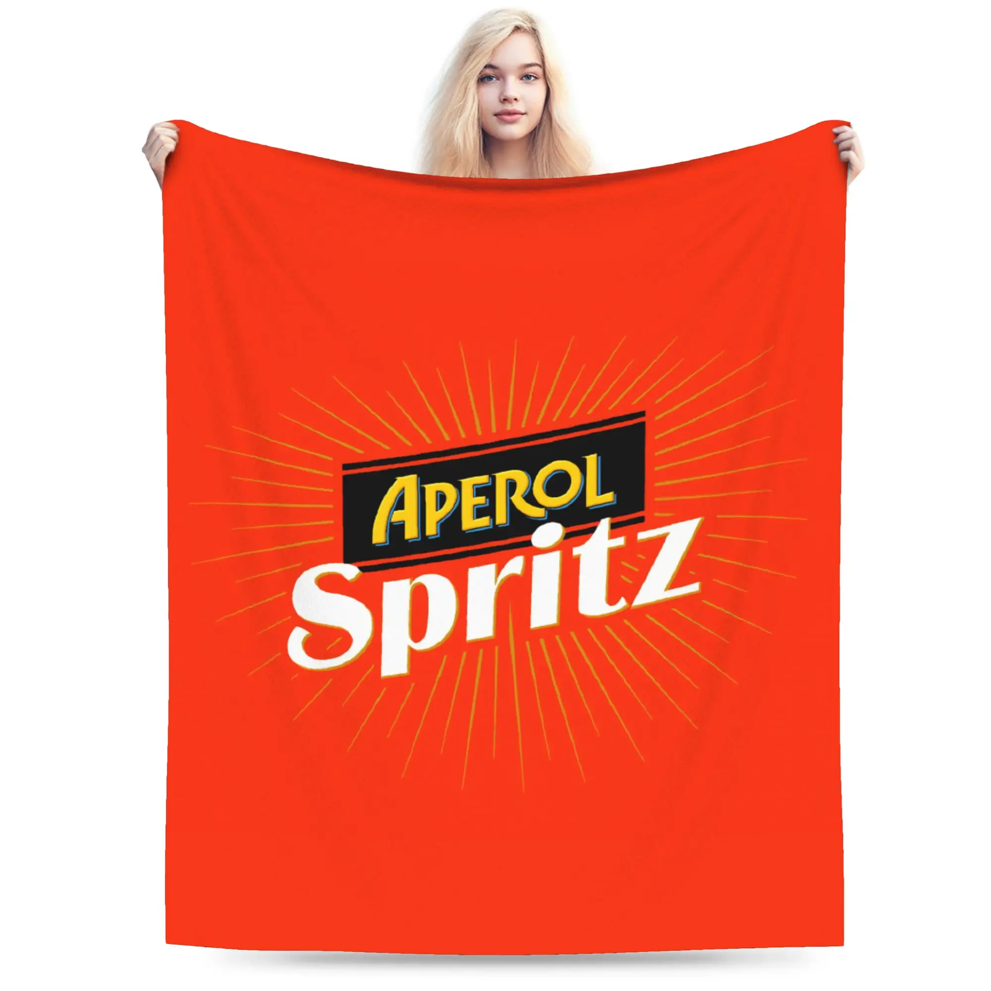 Custom Aperols Spritz Print Blankets Warm Flannel Love Drinking Cocktail Throw Blanket for Bed Couch Bedspread