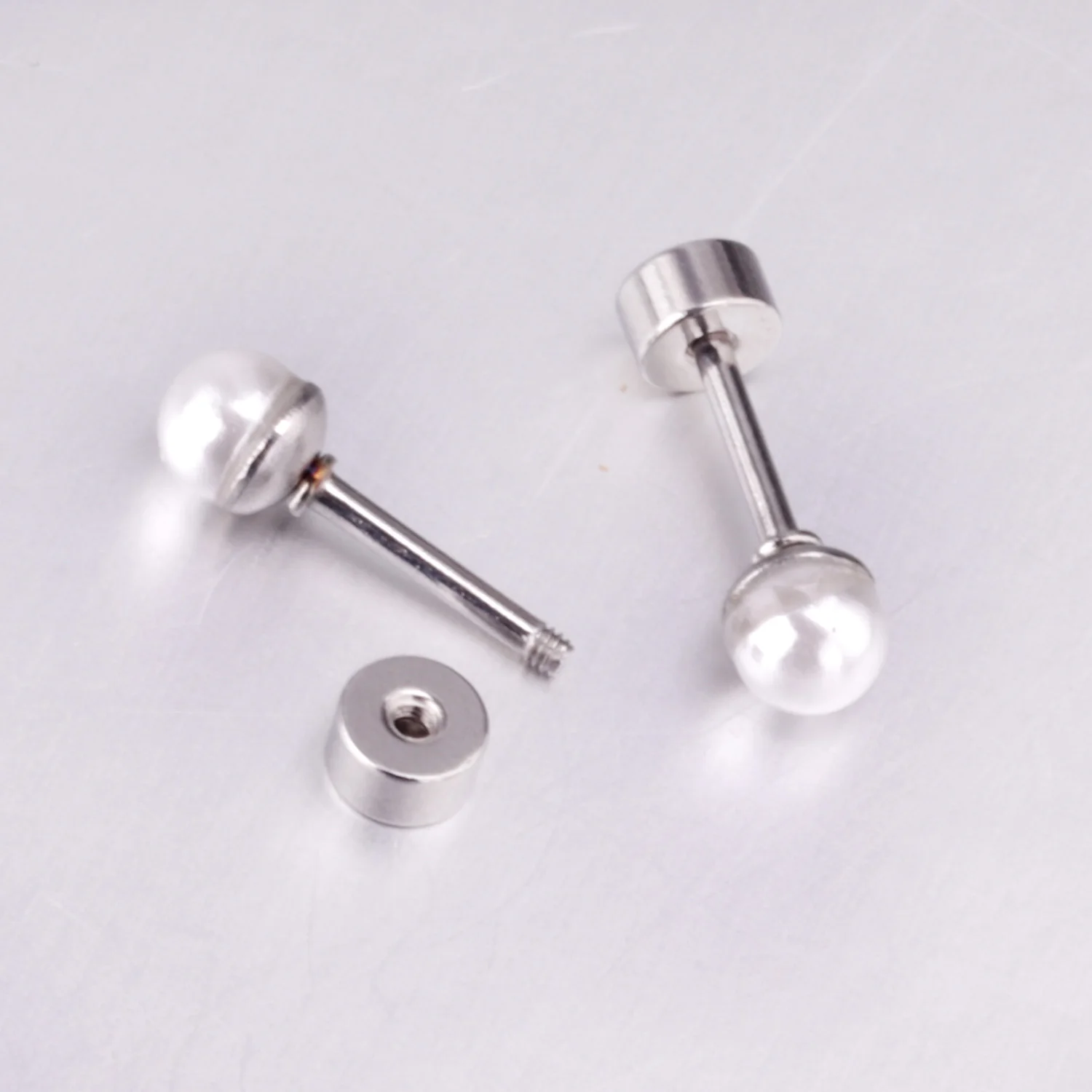 Luxukis skids klassische Imitation Perlen Ohr stecker für Frauen/Mädchen Edelstahl 4-8mm Silber/Gold Farbe Ohrringe für Party – Detail 10