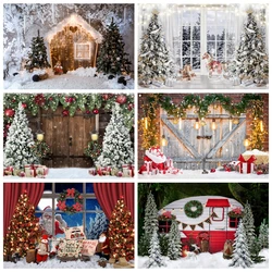 Christmas Photography Background Window Fireplace Baby Family Portrait Photocall Banner Xmas Tree Indoor Decoration Backdrop