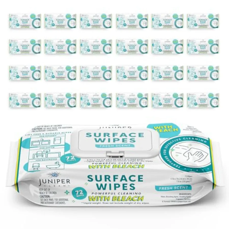 

Набор из 24 салфеток для уборки поверхностей с отбеливателем, универсальное чистящее средство для ванной, кухни, офиса, 1728 штук, мягкие, с ароматом свежести.