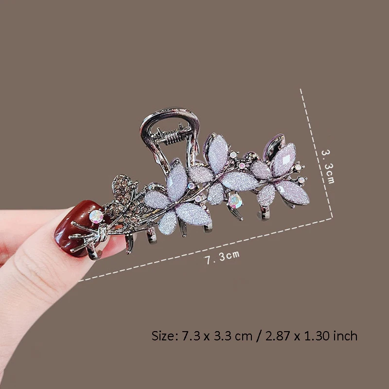 Feenhafte Strass-Schmetterlings-Haarspange, hochwertige Damen-Haarspange für den Hinterkopf, halbgebundener Haargriff, mittelgroßer Haarschmuck im koreanischen Stil – Detail 6