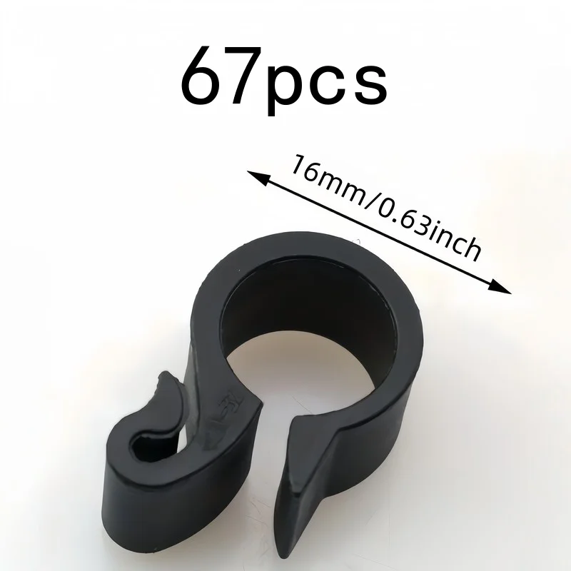 16mm S Shaped Pipe Clamps 67 pcs, Sturdy Hold, for Garden Irrigation, Yard Drainage and Farm Water Pipe