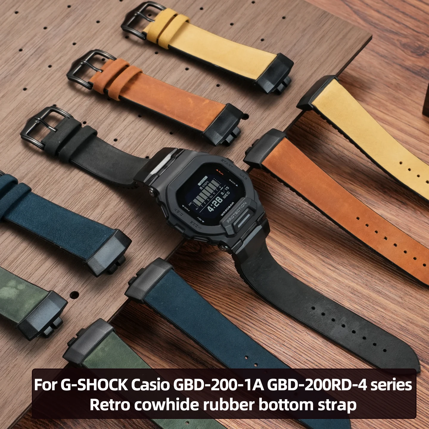 

Ремешок для часов GBD 200 для G-SHOCK Casio GBD-200-1A GBD-200RD-4 серии, ретро резиновый нижний ремешок из воловьей кожи, мужские аксессуары для часов