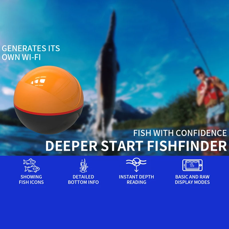 Erchang F68 WiFi صياد السمك مسافة 100 متر عمق 60 متر صيد لاسلكي مناسب لنظام iOS وأندرويد كاشف صدى صيد الأسماك في المحيط