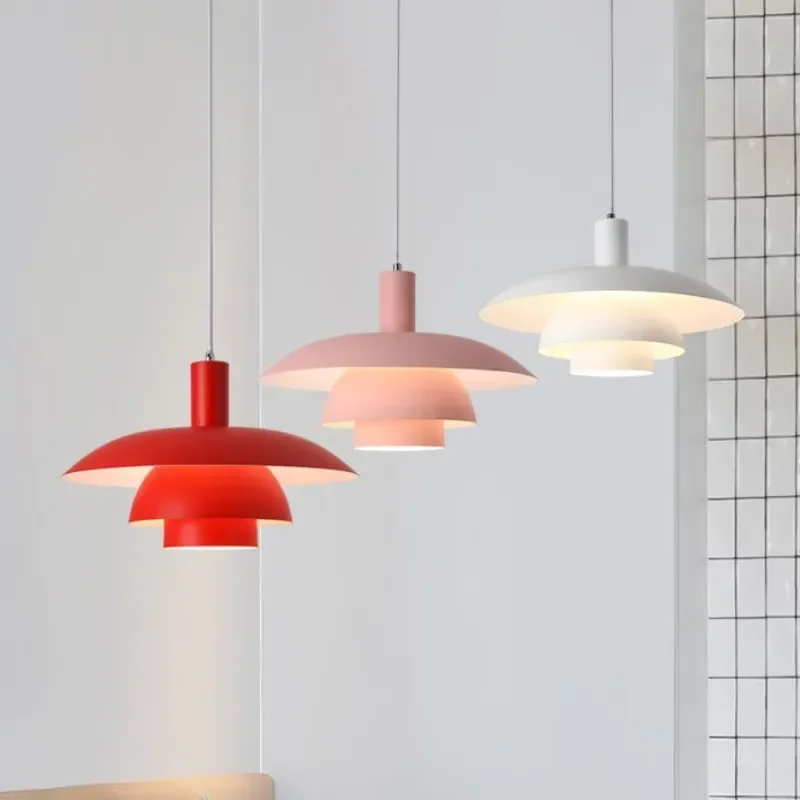 Denmark LED Pendant Light Creative Metal Umbrellas Modern Gradient Colourful Pendant Lighting UFO Adjustable Lighting Fixt