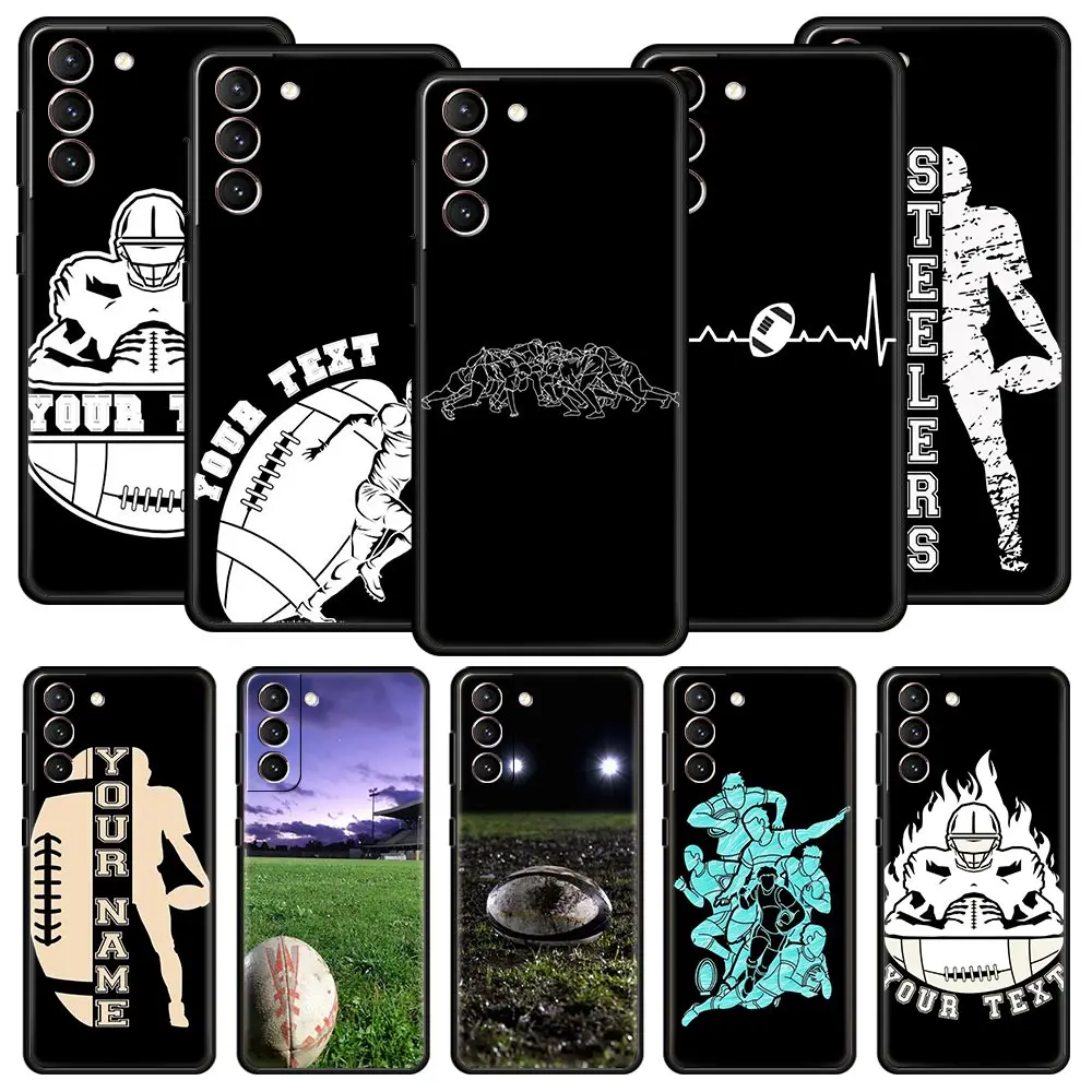 Rugby Ball Phone Case For Samsung Galaxy S24 S23 S22 S20 Ultra S21 FE 5G S10 S9 Plus S10E S8 Soft Silicone Cover