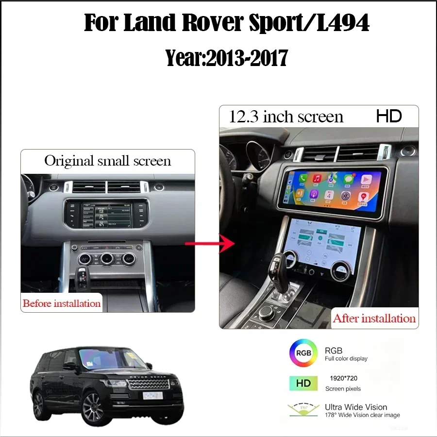 12.3 inch For 2014-2017 Land Rover Range Sport/L494 CarPlay Multimedia Player Radio Qualcomm Android 14 Bosch Harman Retains OEM