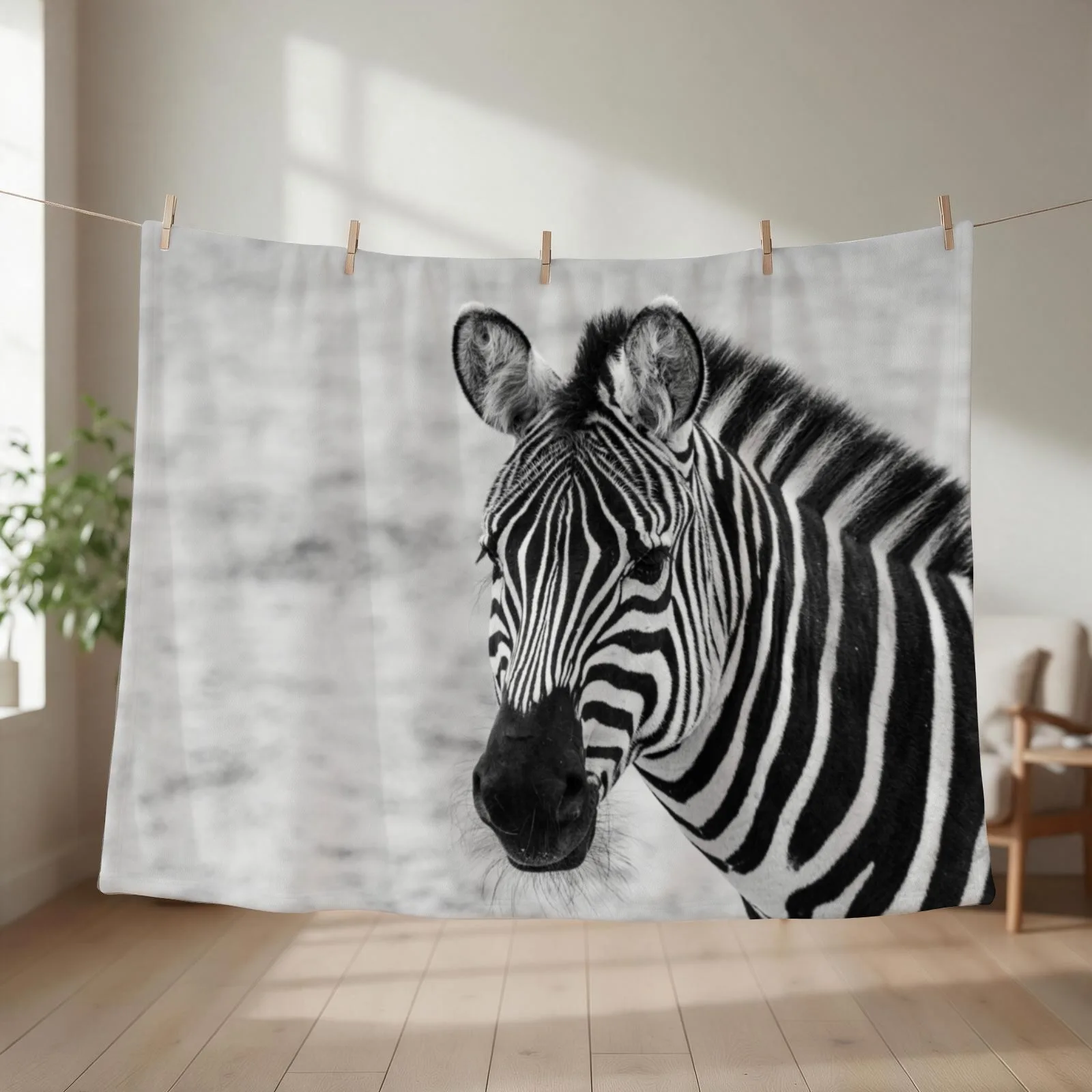 Zebra in Mono Throw Blanket Baby Thin funny gift For Baby Blankets