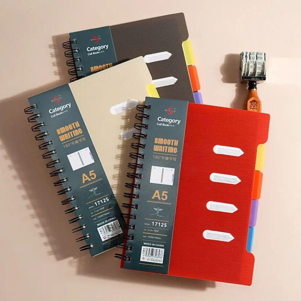 Thickened Coil Spiral Notebook 210 Pages Page Dividers Subject Notebook Twin-Wire Binding Wide Ruled Wirebound Notebook