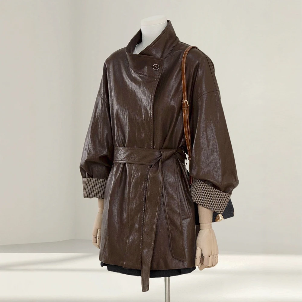 سترة جلدية رقيقة أنيقة ميلارد أزياء المرأة معطف ربيع الخريف سترة قمم عارضة #3