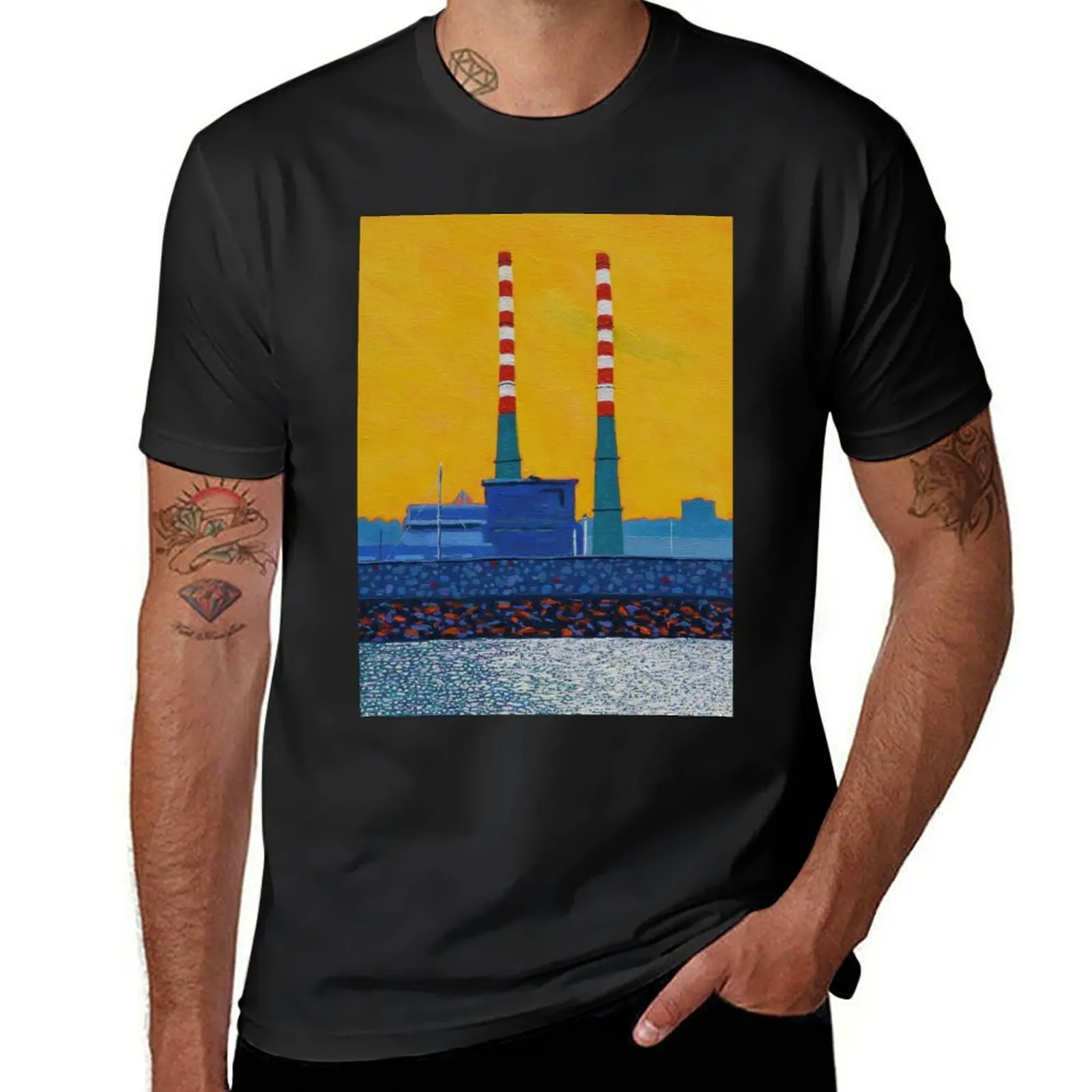 The Poolbeg Chimneys (Dublin, Ireland) T-Shirt shirts graphic tees plus sizes t shirt for men