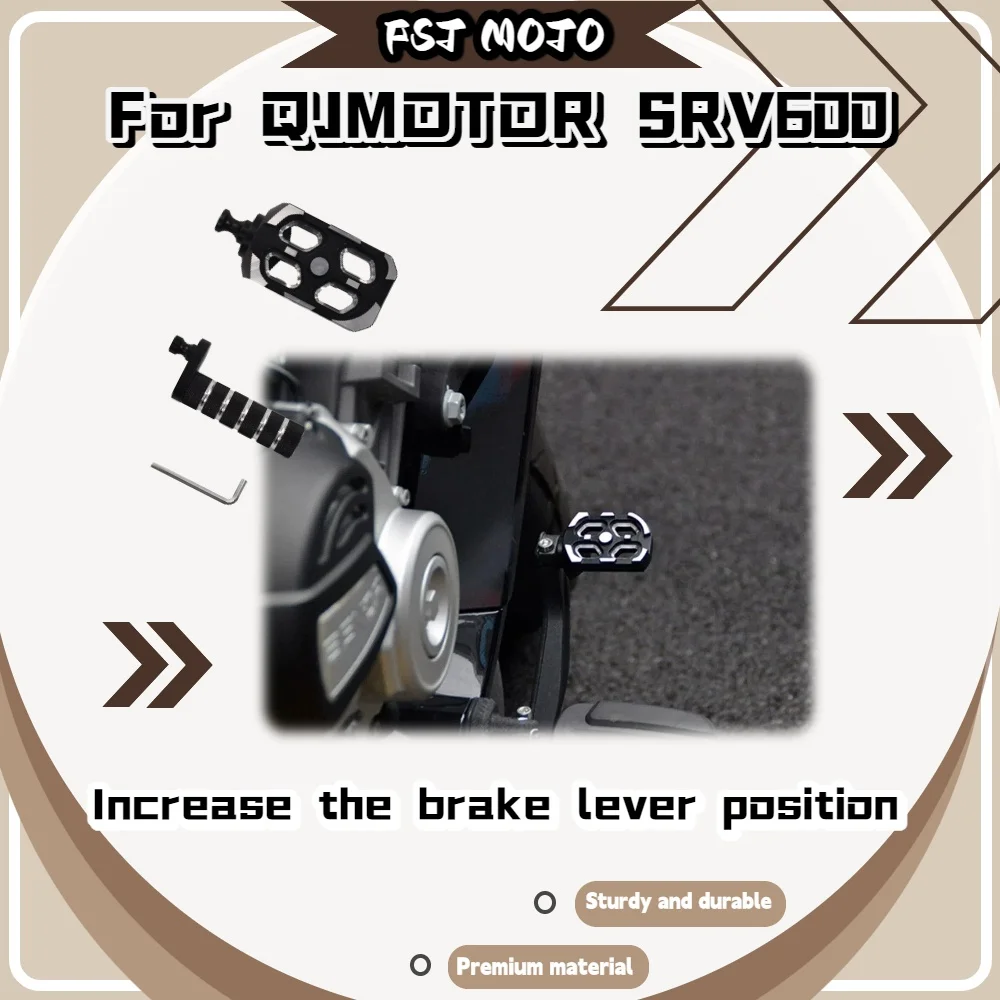 For QJMOTOR SRV600  Enlarged Footpeg, Widened Anti-Slip Brake Shift Lever Extended Clutch Gear Rod No-Drill Moto Mod Parts