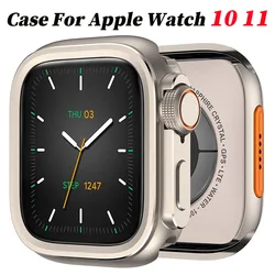 Metal Bumper Case For Apple Watch10 11 46mm Protector Frame Cover For iWatch Series 9 8 7 6 5 SE Change To Ultra 3 49mm Titanium
