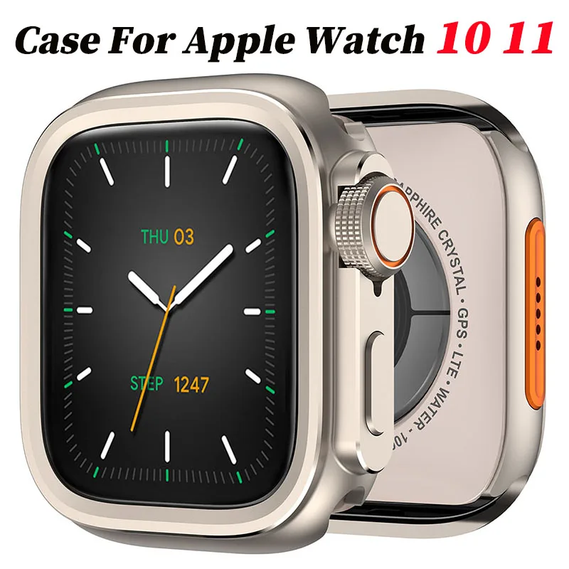 Metal Bumper Case For Apple Watch10 11 46mm Protector Frame Cover For iWatch Series 9 8 7 6 5 SE Change To Ultra 3 49mm Titanium