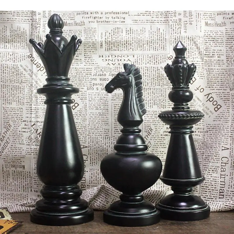 3 Pcs/set International Chess King Piece Ornaments Nordic Home Decor Modern Resin Study Adornment Desk Decoration
