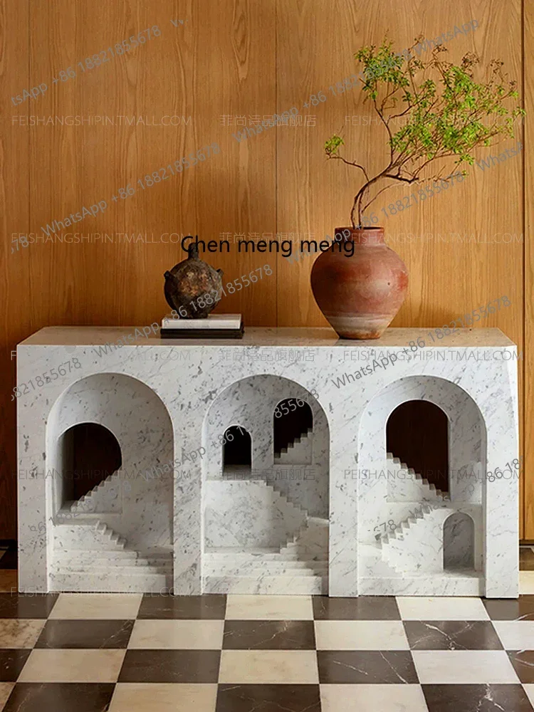 Home design entrance cabinet, wabi-sabi wind, corridor aisle cave stone decorative cabinet, medieval arch bridge display cabinet