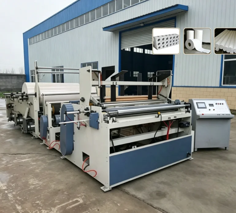 Customized Full Or Semi Automatic Perforating Rewinder Embossed Toilet Tissue Paper Roll Making Machine
