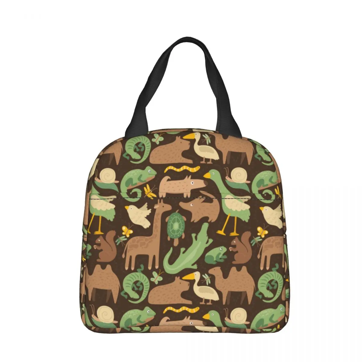 Capybara Croco Wild Animals Pattern Insulated Lunch Bags Meal Container Thermal Bag Tote Lunch Box Beach Outdoor Food Bag